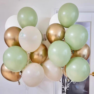 GeeParty ชุดลูกโป่งวันเกิด 31 ชิ้น สีเขียวเซจ พร้อมแบนเนอร์เขียวสไตล์เรโทร ลูกโป่งฟอยล์ตัวเลขสีเขียวมะกอก 32 นิ้ว ตกแต่ง