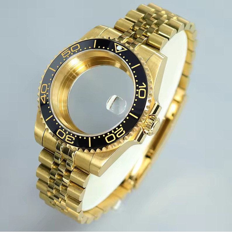 NH35 Full Gold Water Ghost Case Mirror Sapphire Glass Fine Adjustment Strap เหมาะสําหรับ NH35 NH36 ก