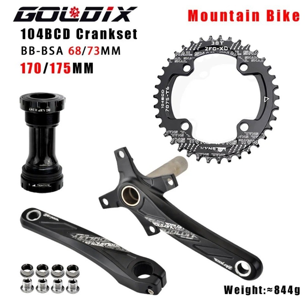 GOLDIX 104BCD กว้างและแคบฟันจักรยานเสือภูเขาอะไหล่ Crankset 170/175 มม.ข้อเหวี่ยงรอบ/รูปไข่ Chainrings 32 T/34 T/36 T/38 T MTB