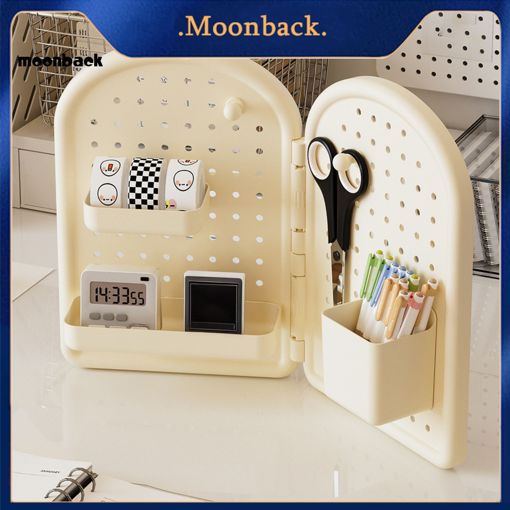 <moonback> ติดผนัง Pegboard Organizer เจาะฟรีชั้นวางของติดผนังพับพลาสติก Pegboard Organizer ไม่มีการ