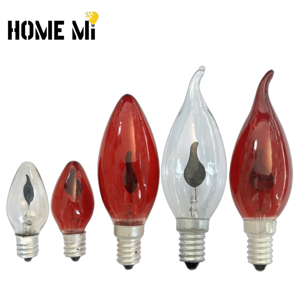 HOME MI LED จําลองเปลวไฟโคมไฟ Retro เทียนเคล็ดลับ Bubble ดึงหาง 3W E12 E14 E27 โปร่งใสสีแดง