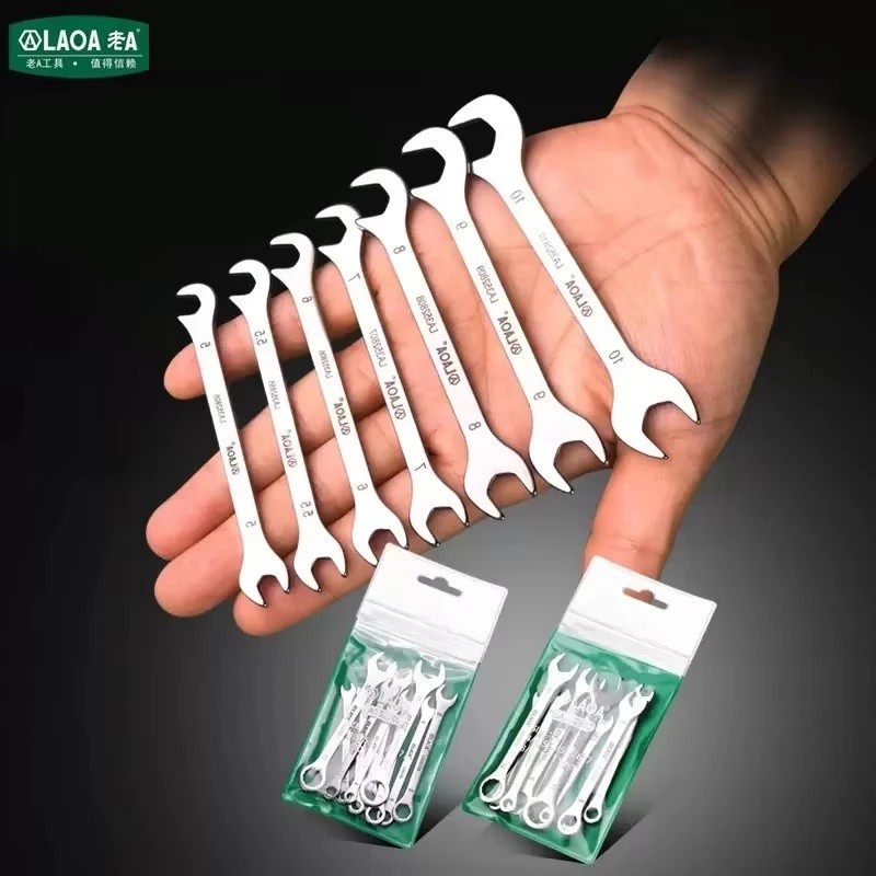 LAOA Mini Thin Double Open-end ประแจสแตนเลส Dual-purpose ประแจ Auto Repair ชุดเครื่องมือในครัวเรือน 