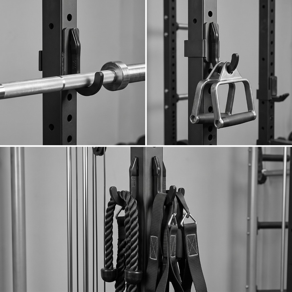 2 ชิ้น Power Rack J Hook เหล็กคาร์บอน Squat Rack J Hook Barbell Holder เสริมติดตั้งง่ายสําหรับ Weigh