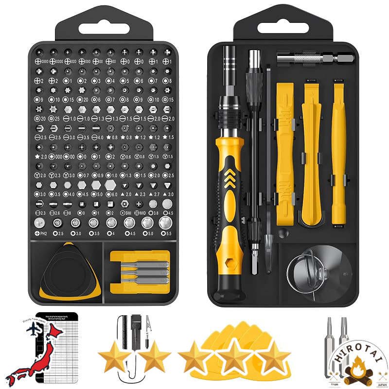 MOVMAO Precision Magnetic Multi-Bit Screwdriver Kit – 130/145-in-1 Repair Toolkit with Anti-Static W