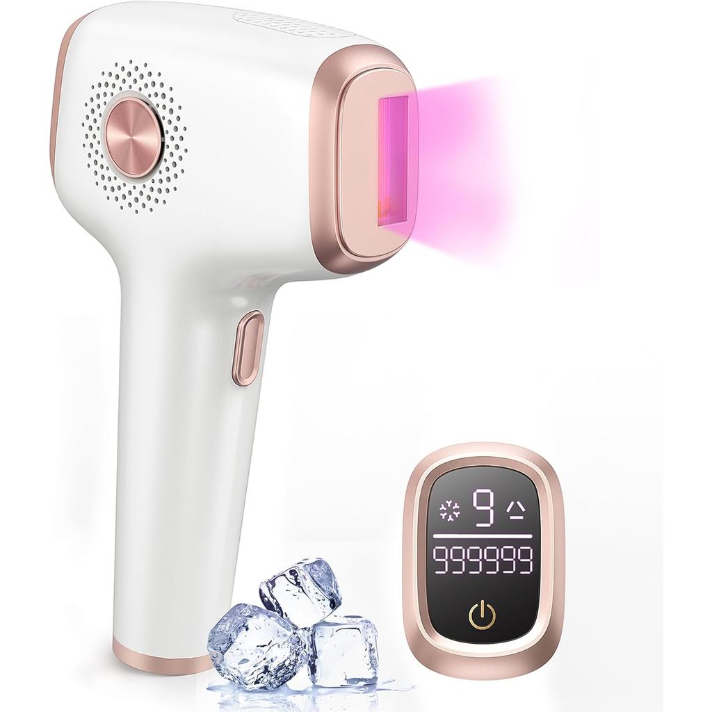INNZA IPL กําจัดขนพร้อมฟังก์ชั่นการดูแลความเย็นน้ําแข็งสําหรับผู้หญิง, ผลยาวนาน,999,999กะพริบกําจัดข