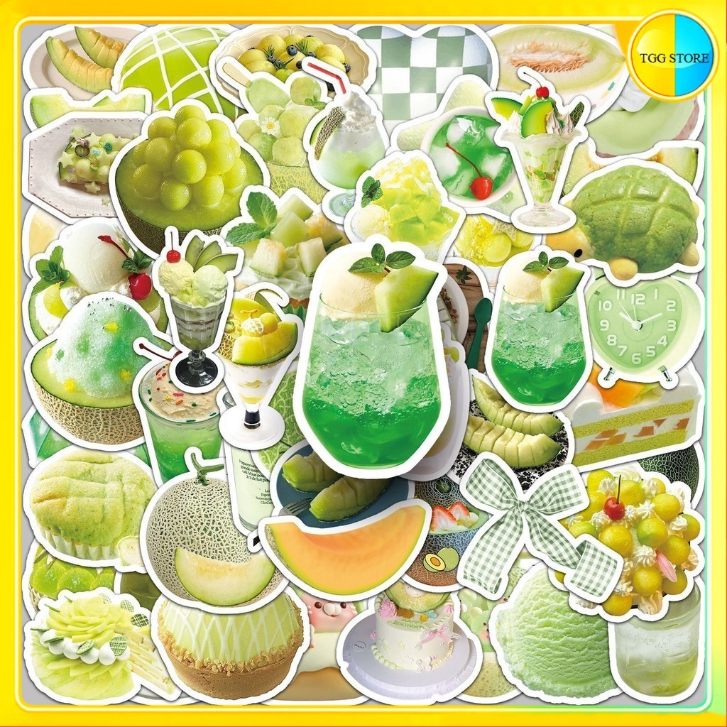 🚚พร้อมส่ง🚚 50แบบ Sticker ขนม เครื่องดื่ม อาหาร ทำจาก เมล่อน Food dessert beverage fruit Melon