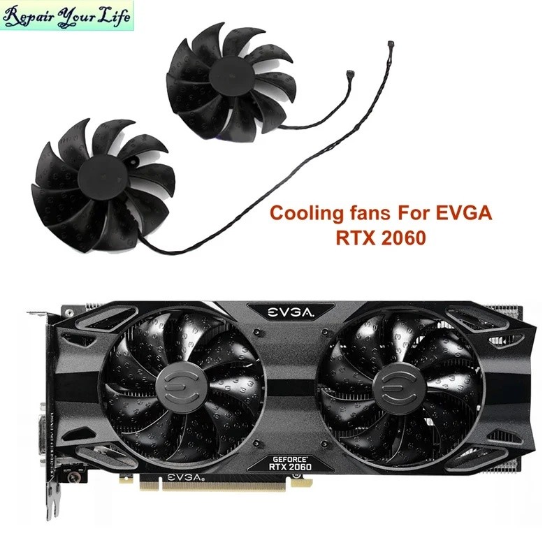VGA กราฟิกการ์ดพัดลมสําหรับ EVGA GeForce RTX 2060 XC Ultra Gaming 6GB GDDR6 Dual HDB 06G-P4-2166-KB 