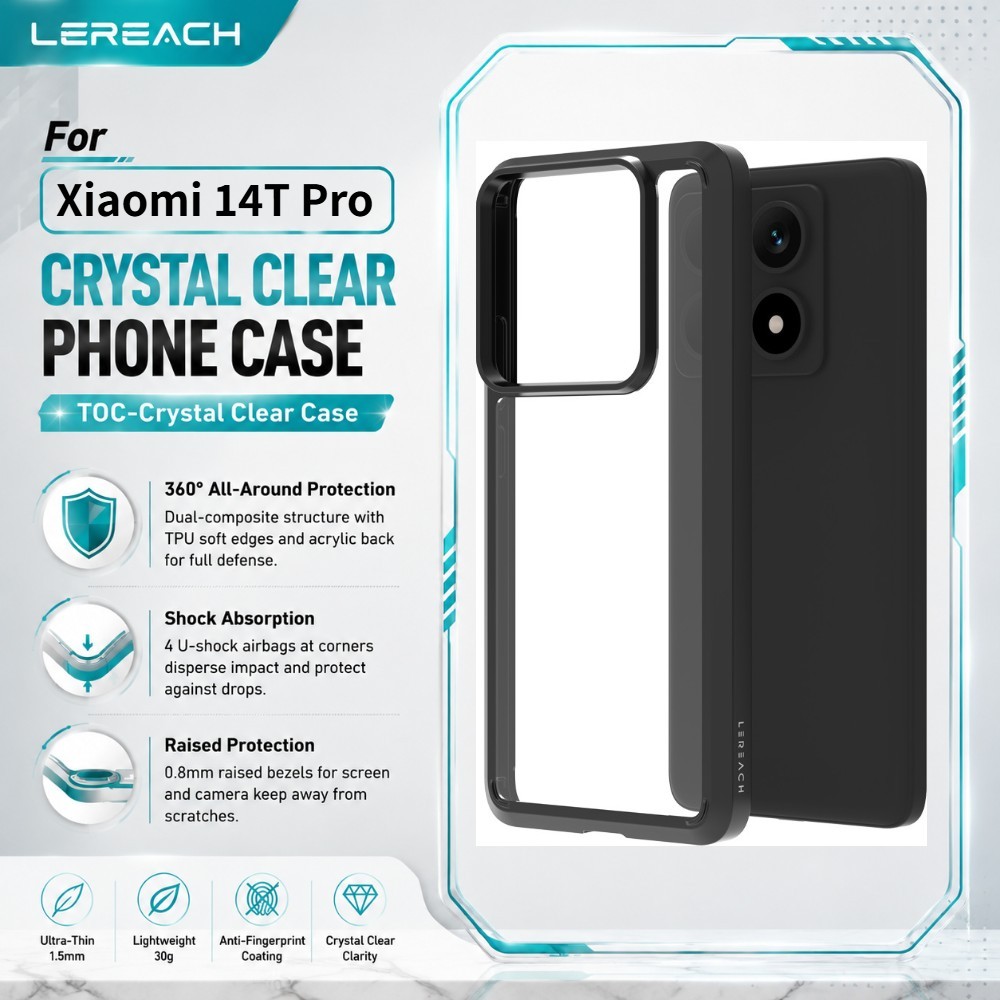 เคสใส สำหรับ Xiaomi 14T Pro Anti-Fingerprint TPU กรอบ PC Hard ฝาหลัง CA1000 CA1000