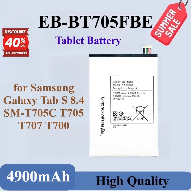 ใหม่คุณภาพสูง EB-BT705FBE แบตเตอรี่แท็บเล็ต 3.8V 4900mAh 18.62Wh สําหรับ Samsung Galaxy Tab S 8.4 SM
