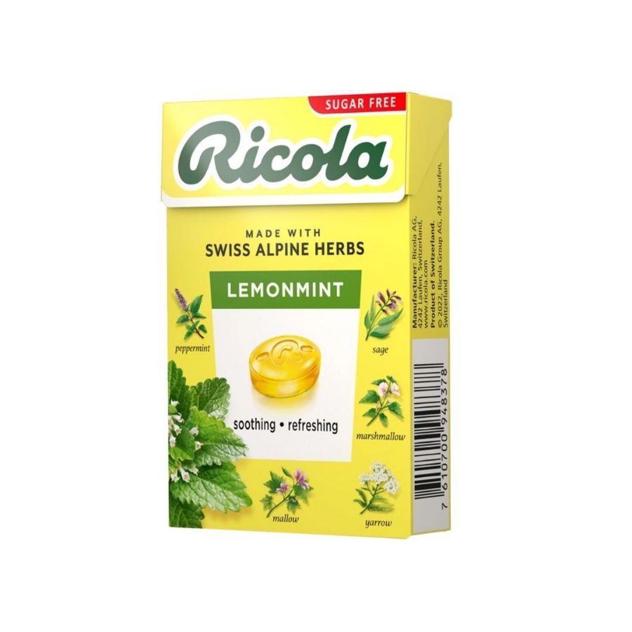 ริโคล่า ลูกอมชูการ์ฟรีเลมอนมิ้นท์ Ricola Lemon Mint Candy 40g.