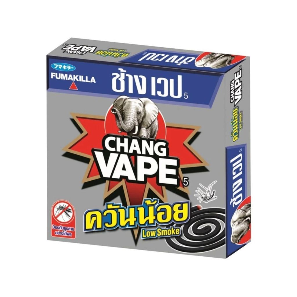ช้างเวป 5 ยาจุดกันยุงสูตรควันน้อย Chang Vape 5 Low-Smoke Mosquito Coil 140g.