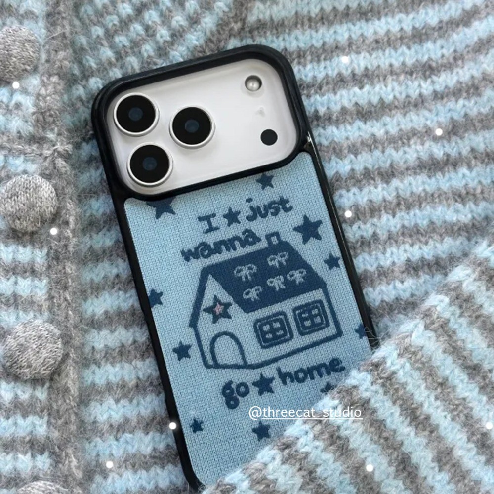 เกาหลี Ins Lazy Emo Vibe Blue Star Little House Ouni TPU Soft Edge อลูมิเนียม Hard Back Case สําหรับ
