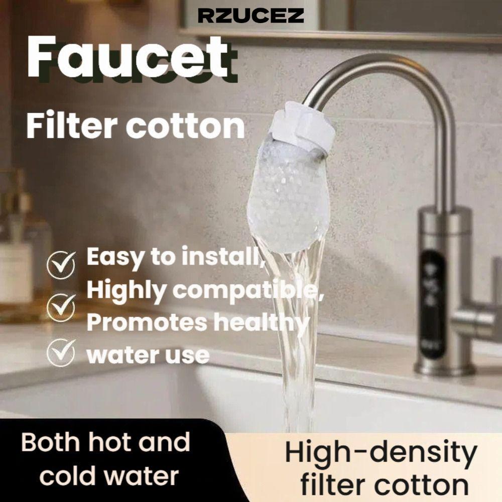 RZUCEZ 10/50 ชิ้นก๊อกน้ํากรองผ้าฝ้าย,Universalหนาก๊อกน้ํากรอง,T-strap Anti-splash Tap Water Filterกระเป๋า