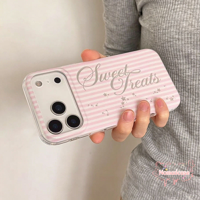 เคสผงกลิตเตอร์ ลายตัวอักษร Sweet Treats สำหรับ iPhone 16 Plus 14 12 17 Pro Max 11 15 Pro X Xr Xs Max 13 17 Air 7 8 Plus