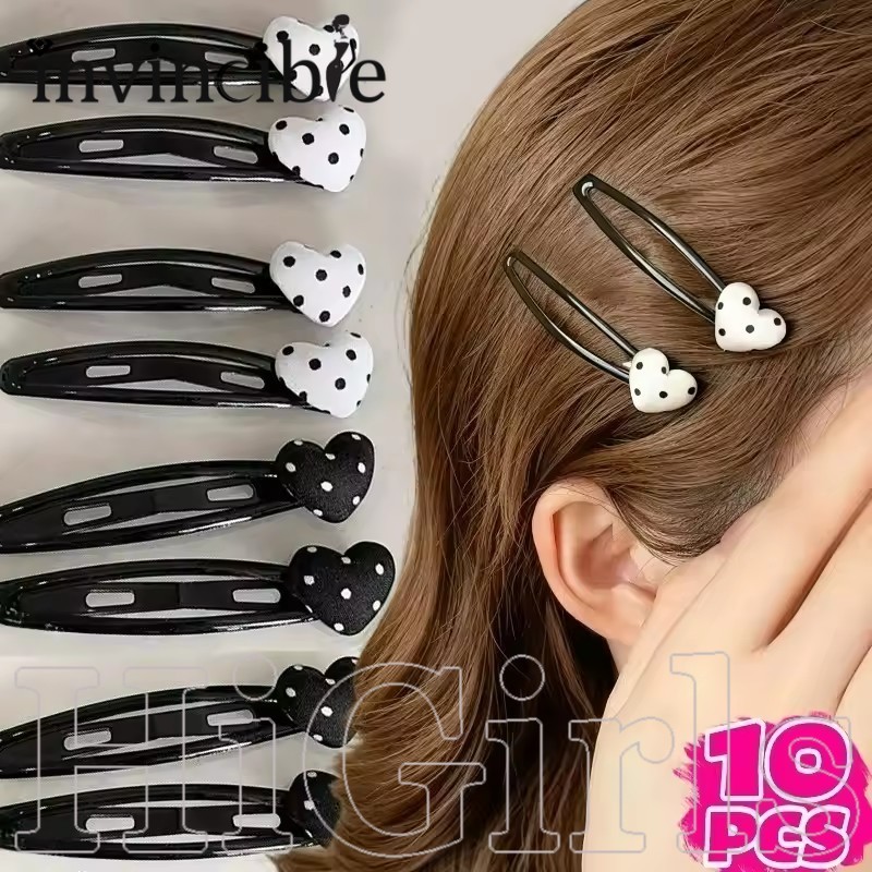 [Hi Girls] กิ๊บติดผม BB รูปหัวใจสไตล์เกาหลี - กิ๊บติดผมสองสีสีดําสีขาวอุปกรณ์เสริมทุกวัน [ใหม่ล่าสุด]