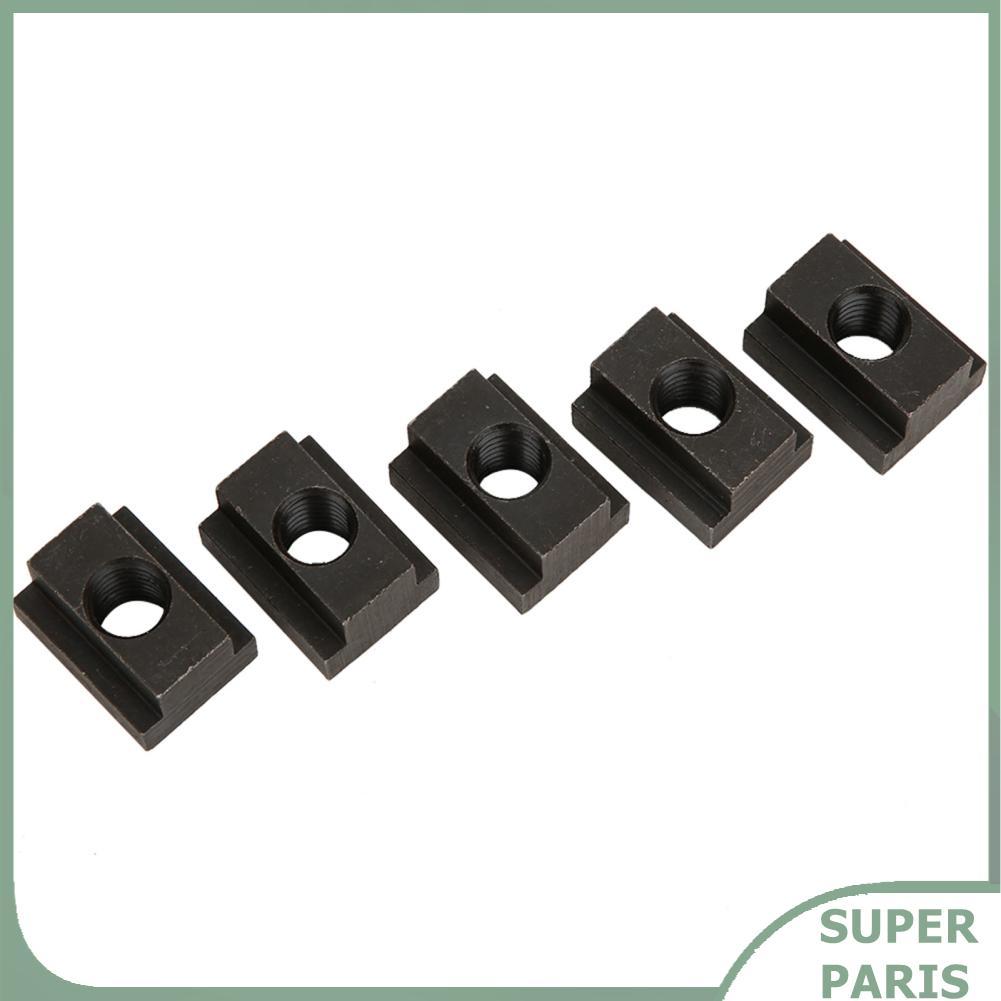 Superparis T Slot Nuts 5 ชิ้นสีดำออกไซด์ M12 หัวข้อพอดีกับ T-Slots ในเครื่องมือตาราง