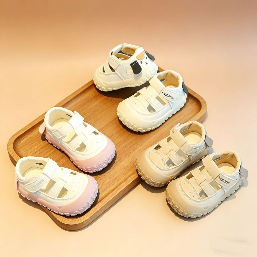 One-Year-เก่ารองเท้าเด็กBaotouน้ําหนักเบาAnti-Slip Soft Soleชายหญิงเด็กทารกเด็กวัยหัดเดินรองเท้าแตะ 