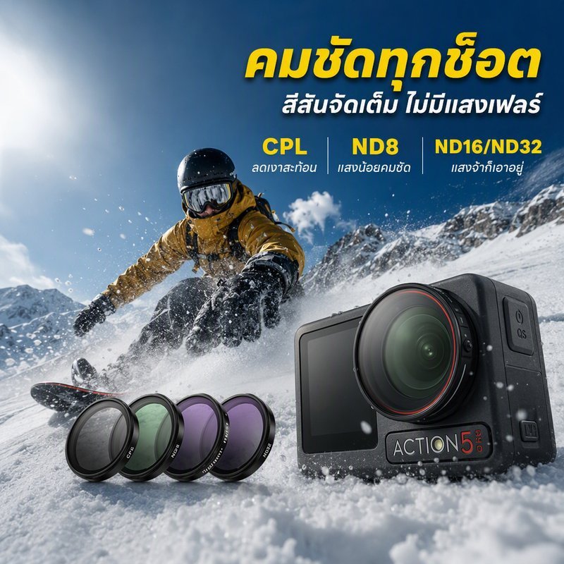 ชุดฟิลเตอร์เลนส์ กล้องแอคชั่น DJI Osmo Action 5 4 3 CPL ND8 ND16 ND32 กระจก Schott