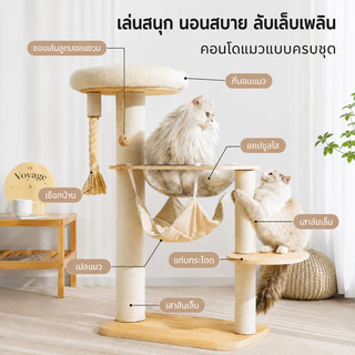 ไม้แมวคอนโดแมว ตัวคอนโดแมวใหญ่ กรอบปีนแมว โครงปีนแมว คอนโดแมว cat tree tower พร้อมโดมนอนแบบใส บ้านแมว ทนต่อการขีดข่วน