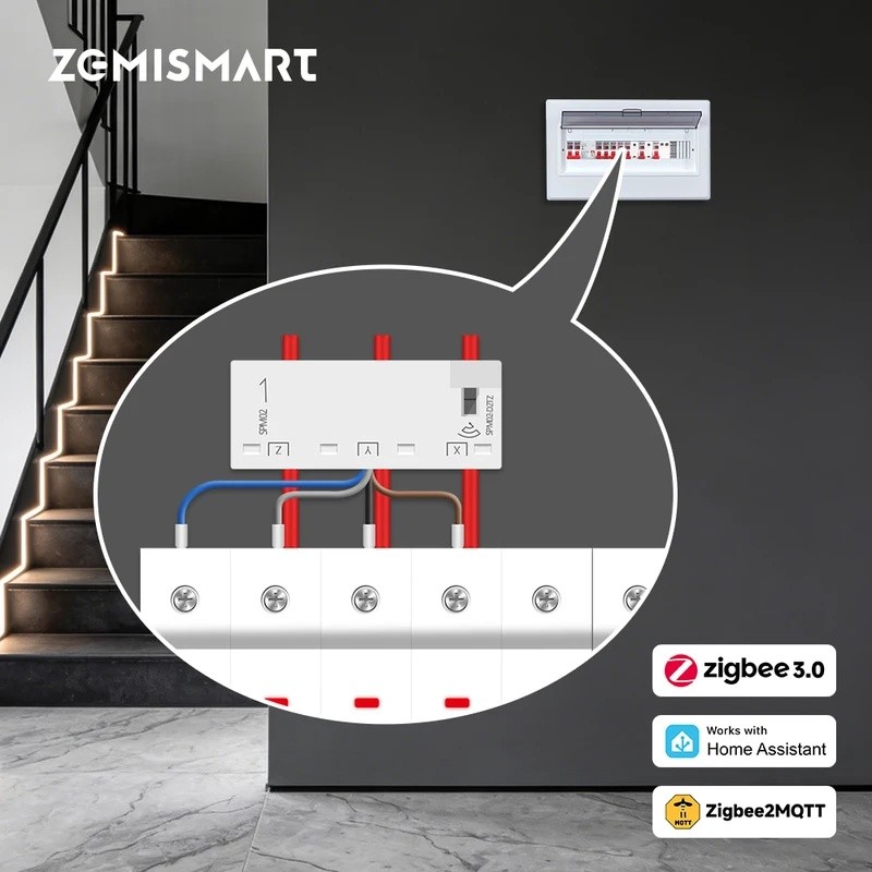 LLA4 Zemismart Zigbee 3.0 Smart Energy Meter 63A 3 เฟส Real-Time Power Monitor Sensor ทํางานร่วมกับ 