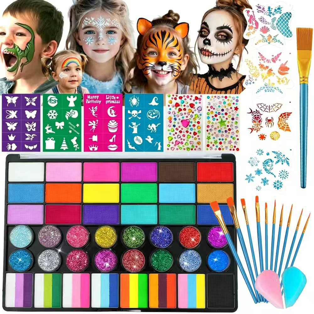 New54Color face painting paint set  Halloween face paint for children