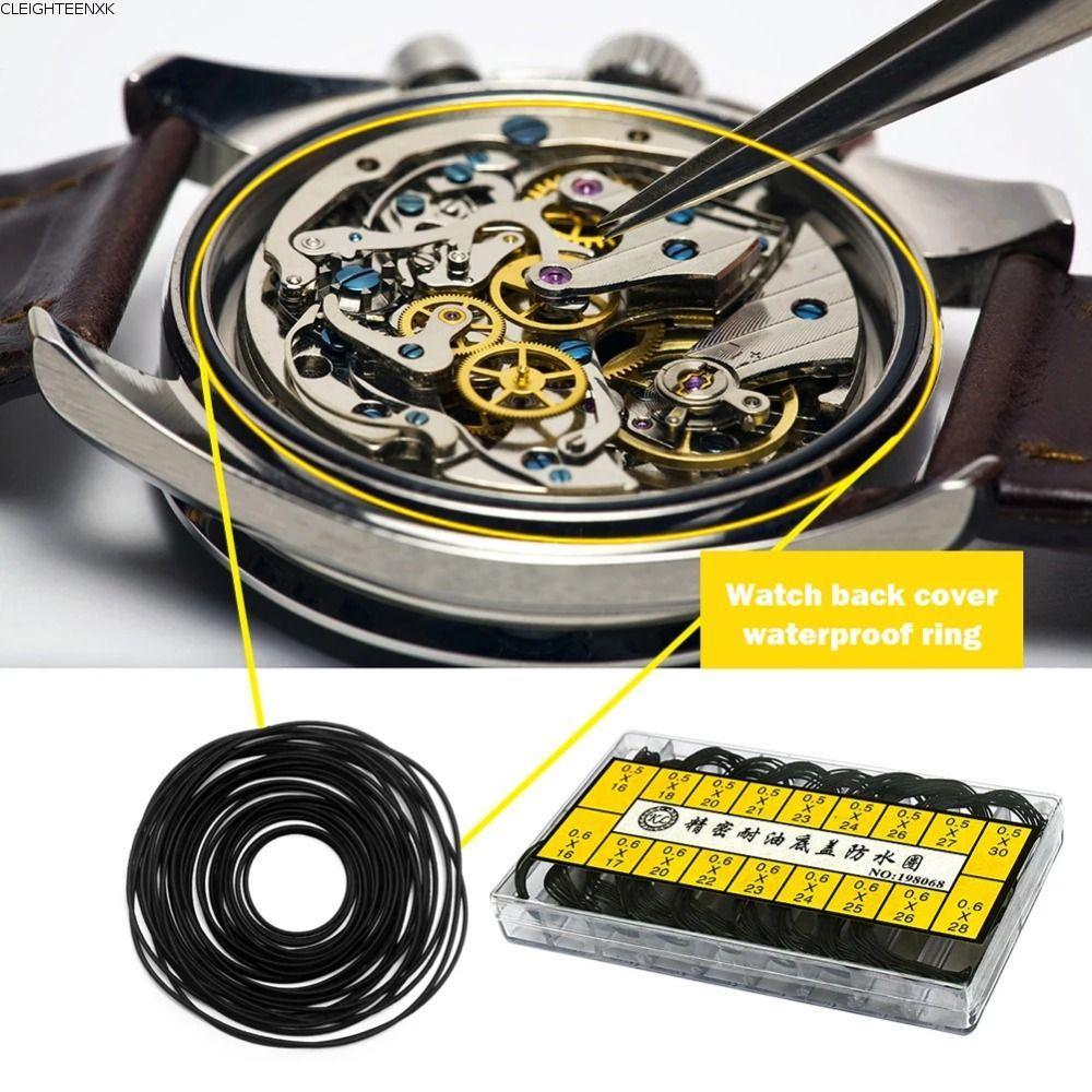 CLEIGHTEEN8H 200 ชิ้น/เซ็ตยาง O-Ring, กันน้ํา Boxed นาฬิกากลับยาง, ความหนา 0.5 มม./0.6 มม.ซ่อมเครื่อ
