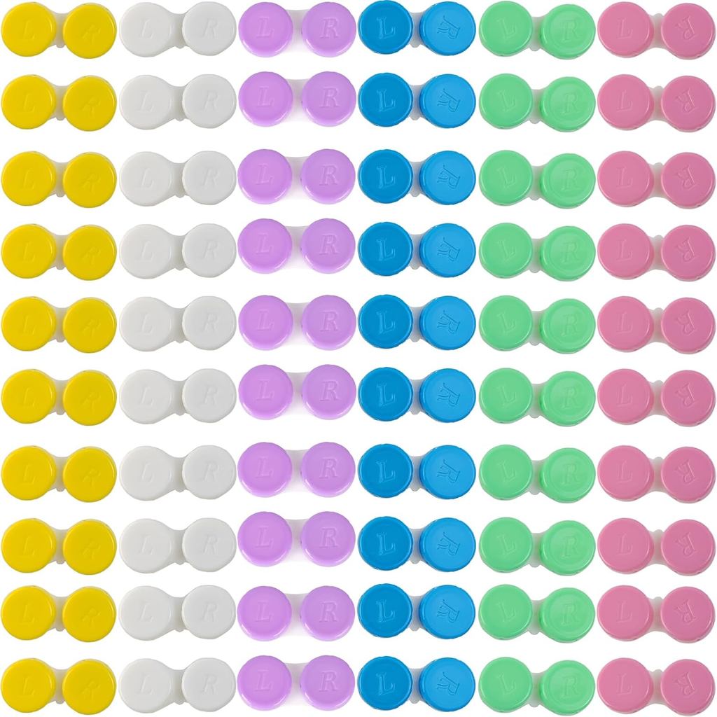TIHOOD 60PCS สีสันคอนแทคเลนส์ Bulk Eye Lense กล่องคอนเทนเนอร์ Soak Storage Travel Kit สําหรับ Eyes C