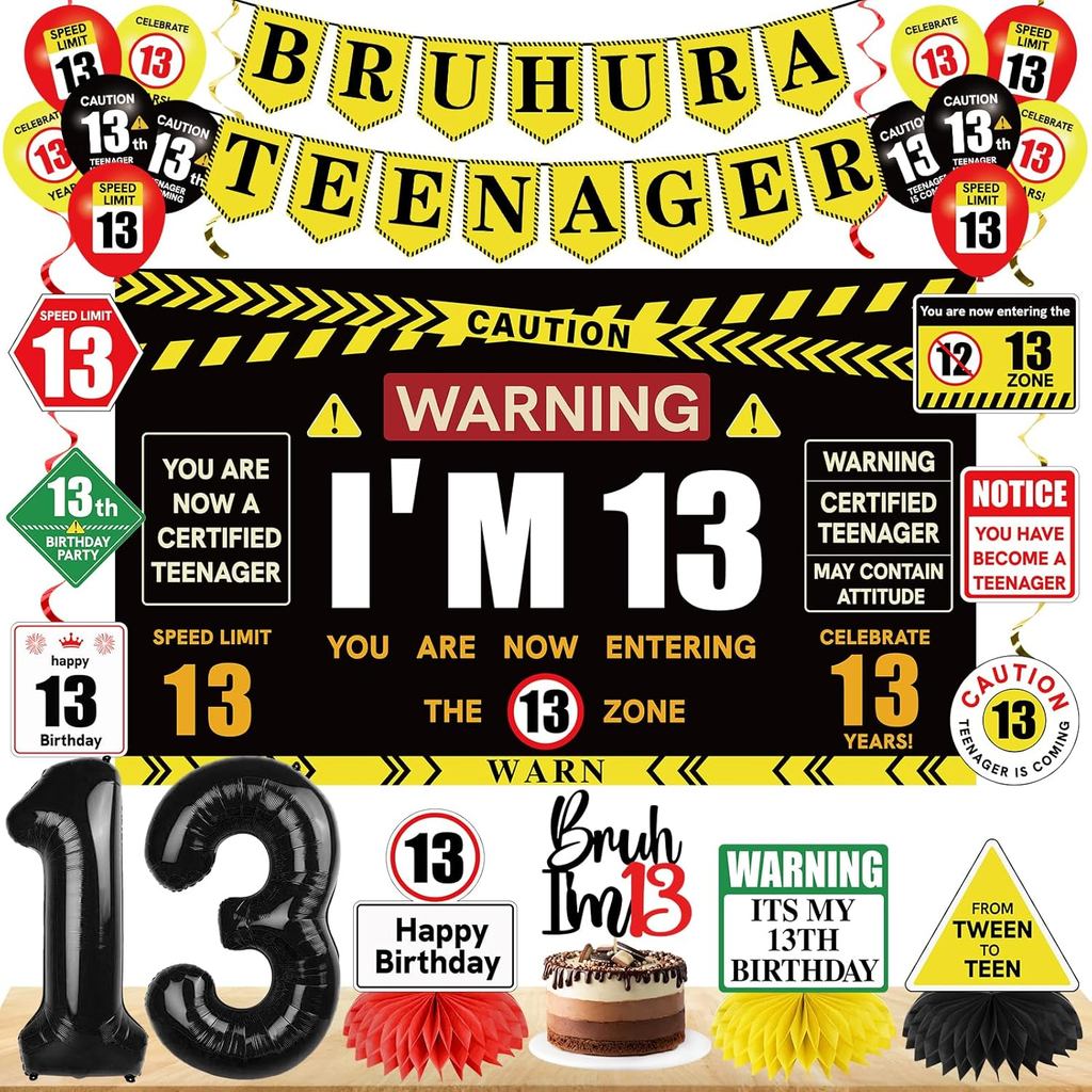 Kuxriox Happy 13th ตกแต่งวันเกิดสําหรับชายหญิง, Bruh Ur A แบนเนอร์วันเกิดวัยรุ่น, Im 13 Bday ฉากหลัง