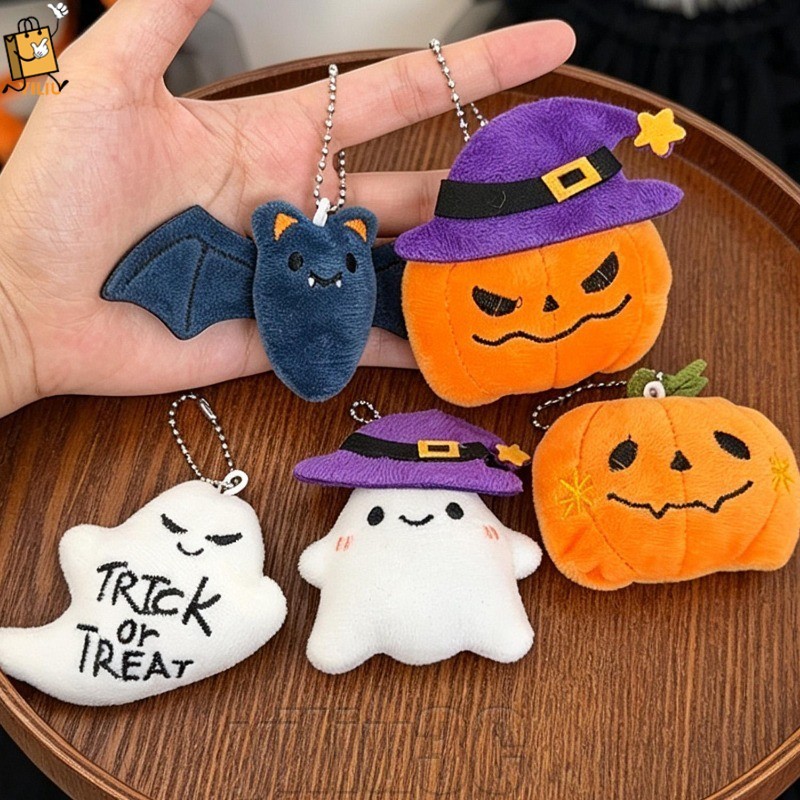 [Prim] 3-1 ชิ้นพวงกุญแจตุ๊กตาฮาโลวีน - กระเป๋าการ์ตูน Charm - Pumpkin Ghost Bat - Kawaii Furry Bag จี้ - เคล็ดลับหรือรักษาของขวัญปาร์ตี้พวงกุญแจ /bliss