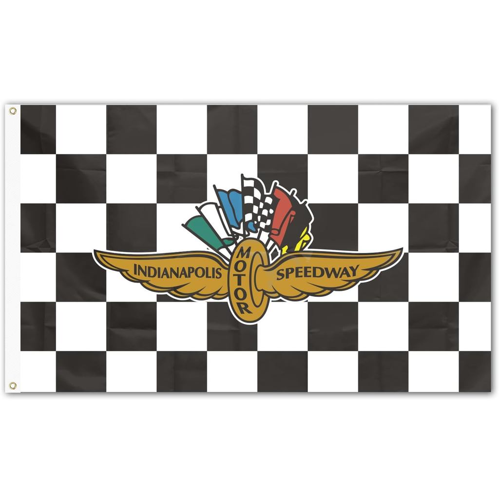 Indiana-Polis Motor Flag 3x5FT Racing Flag สีดําสีขาว Checkere Flag สําหรับ Yard สนามหญ้ากลางแจ้งเล่
