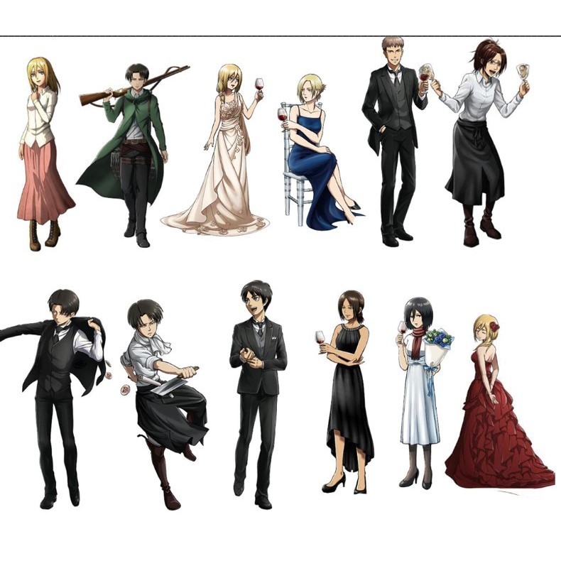 ฟิกเกอร์อะคริลิก Attack on Titan - Eren, Levi, Erwin, Mikasa, Christa