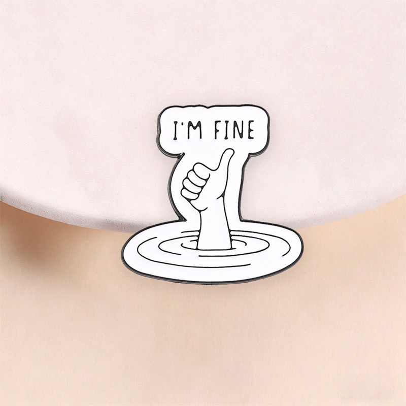 SarcasticIm Fine Thumbs-Up Lapel Pin ตลก Meme จมมือ Badge กระเป๋าเป้สะพายหลังหมวกอุปกรณ์เสริมของขวัญ