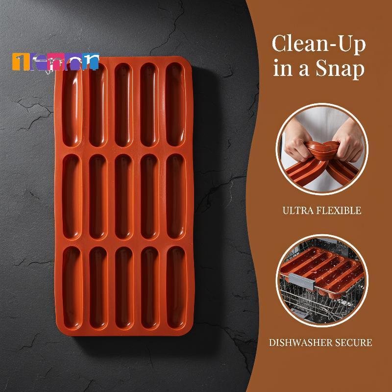 [Lemon] แม่พิมพ์ช็อกโกแลตแท่งซิลิโคน 15 หลุม Non-Sti Round Strip Biscuit Mould สําหรับผู้ที่ชื่นชอบก