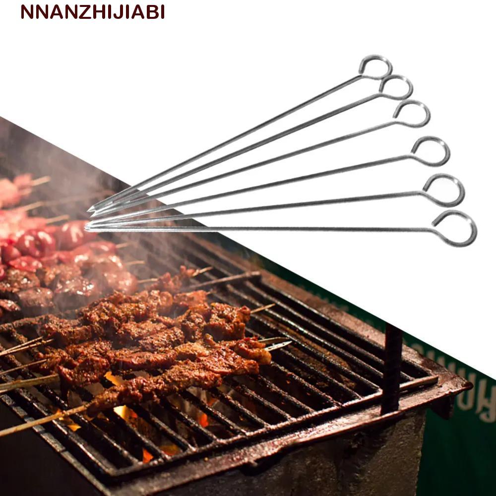 NANZHIJIABI 20 ชิ้นเข็มห่านย่าง,นํามาใช้ใหม่แหวนสแตนเลสบาร์บีคิว Skewers,เครื่องครัว 20/25/30 ซม.Kab