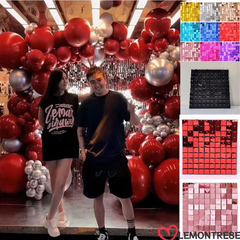 ฉากหลังเลื่อม LEMONTREE, Glitter Square Wedding Sequin Panel Wall Decor, วันเกิดตกแต่ง Baby Shower P