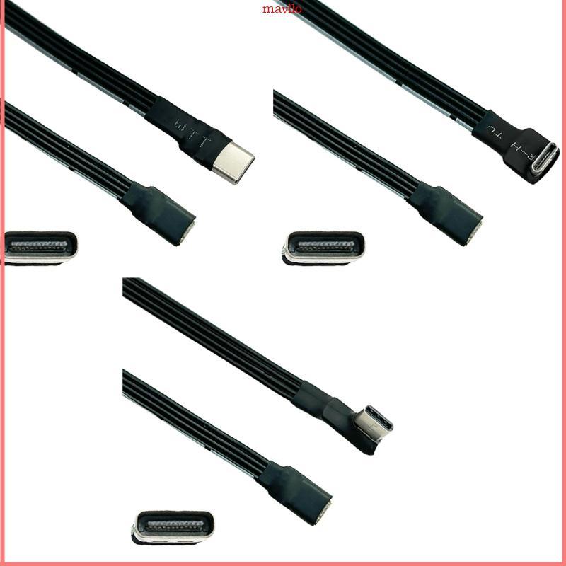 MAVLLO USB C ชายกับ USB C หญิงสายต่อ 90 องศาริบบิ้นแบนสาย USB C