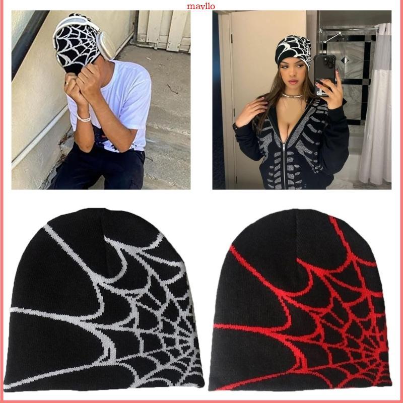 MAVLO Y2K Beanie หมวกถักหมวก Spider หมวก Y2k แมงมุม Skullies Beanie