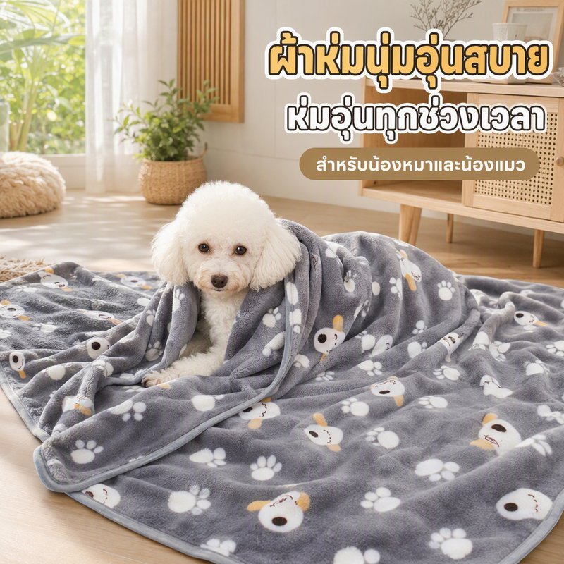 ผ้าห่มสัตว์เลี้ยง ผ้าห่มแมว ผ้าห่มสุนัข ผ้าสักหลาด การ์ตูน เบาะนอนแมว ที่นอนหมา อบอุ่น