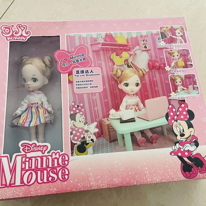 ของแท้ Disney Co-Branded Kerr Doll · I Love Minnie Live Expert Assembly Set Gift Box 8/10/1