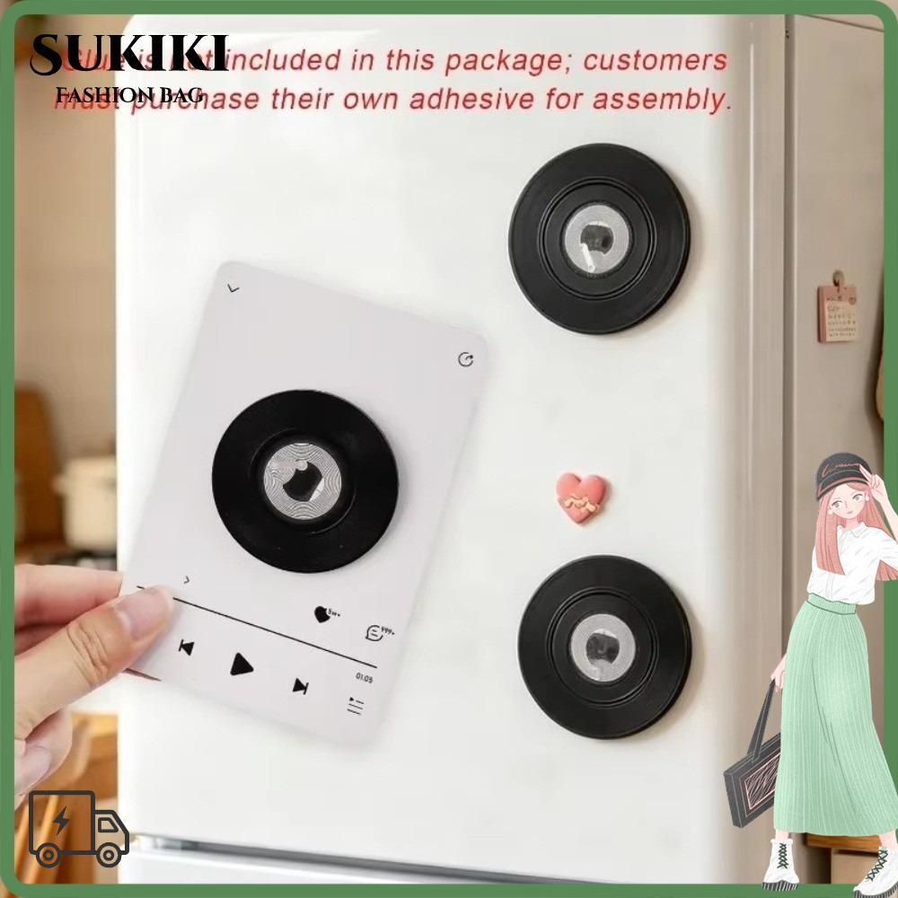 SUKIKI NFC แม่เหล็กติดตู้เย็น, แผ่นเสียงไวนิลชิป NFC ในตัวบันทึกไวนิลตกแต่ง,ที่ไม่ซ้ํากันหมุนฐานแม่เหล็กกลับเพลงทริกเกอร์สติกเกอร์สําหรับตกแต่งบ้าน