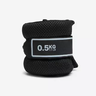 Decathlon 2 X 0.5 Kg Ankle & Wrist Fitness Weights สนับถ่วงข้อมือและข้อเท้า 2 X 0.5 กิโลกรัม - Black