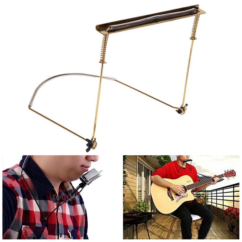 Harmonica Holder Mouth Organ Holding Bracket Neck สําหรับ 24 หลุม (สีทอง)