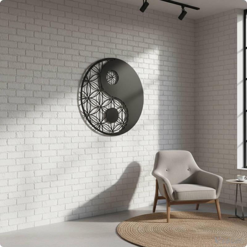 [Viocee] Yin Yang Metal Wall Decor Black Yin-Yang Wall Decor ในร่มสําหรับสํานักงาน