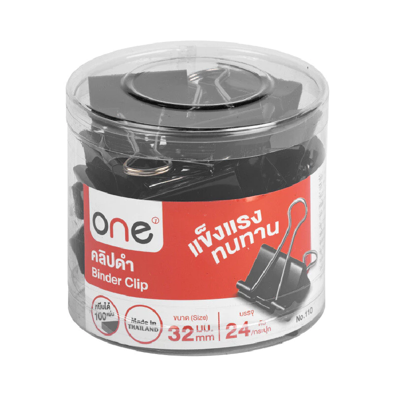 ONE คลิปดำ ขนาด 32 มม. (กล่อง 24 ตัว)