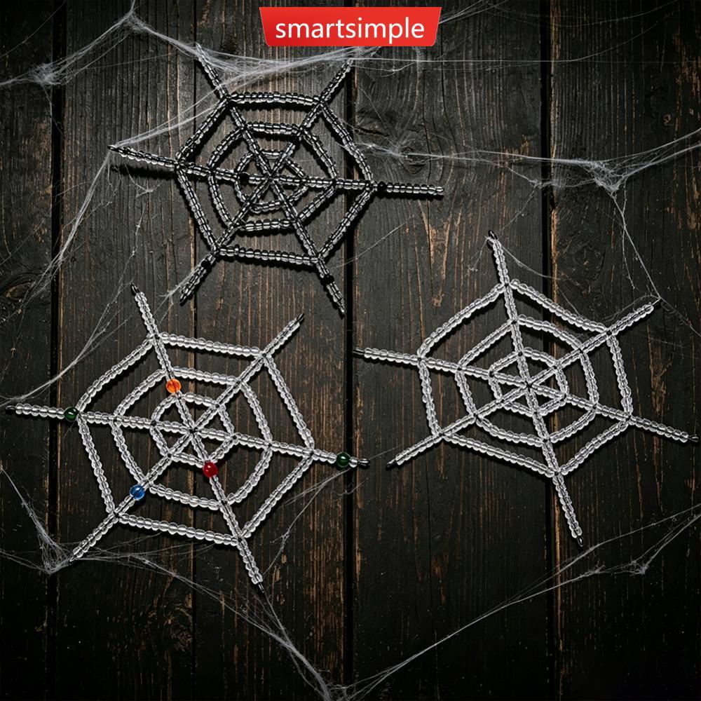 SMARTSIMPLE คริสตัลที่มีสีสันลูกปัด Spider & Spider Web เครื่องประดับเพิร์ลแก้ว Spider จี้ Gothic Cr