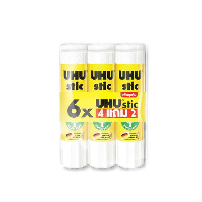 UHU กาวแท่ง สีขาว 21 กรัม (แพ็ค6แท่ง)