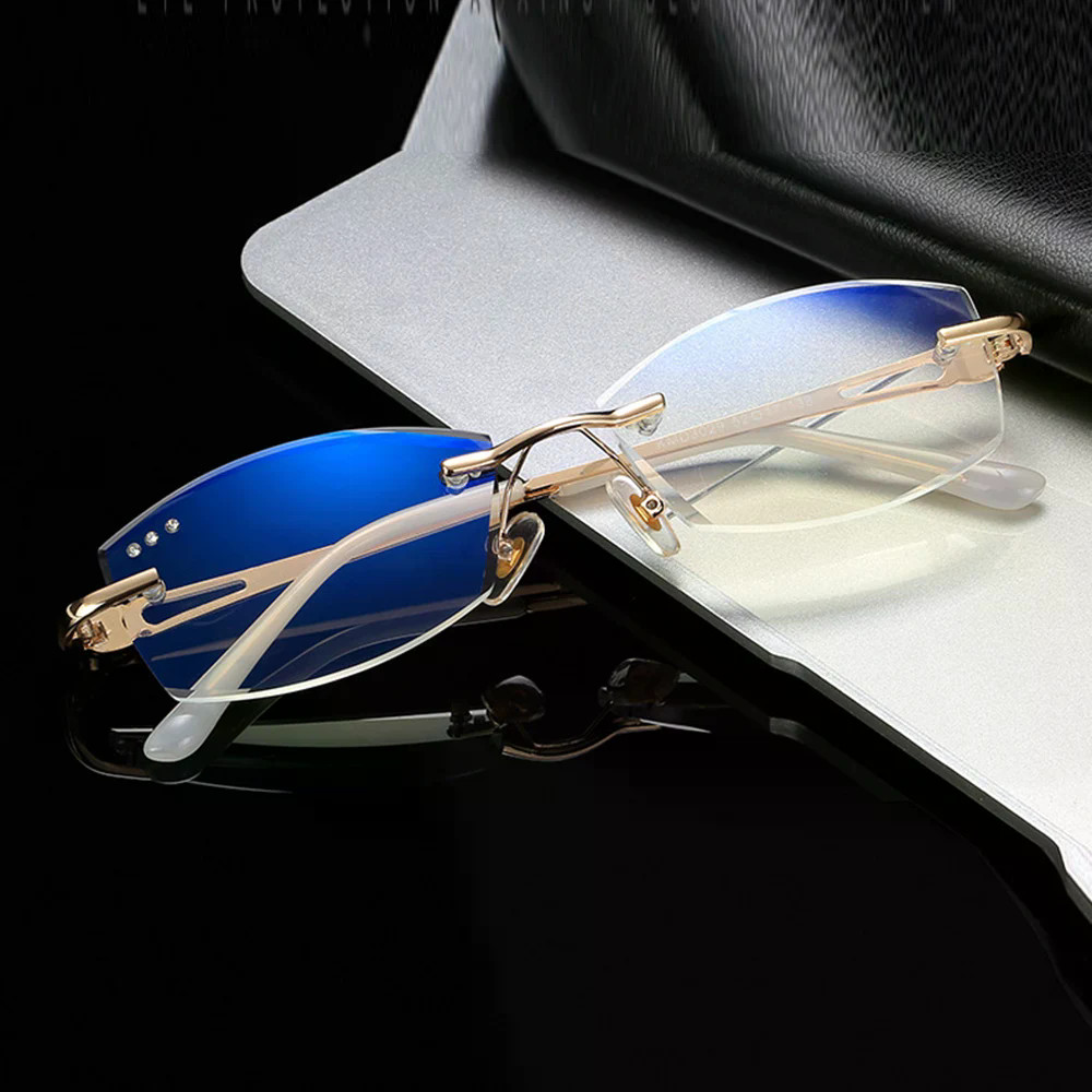 Clara Vida Luxury Titanium Frame Ultra Light Rimless Frame Diamond Cut แว่นตาอ่านหนังสือผู้หญิง +0.7