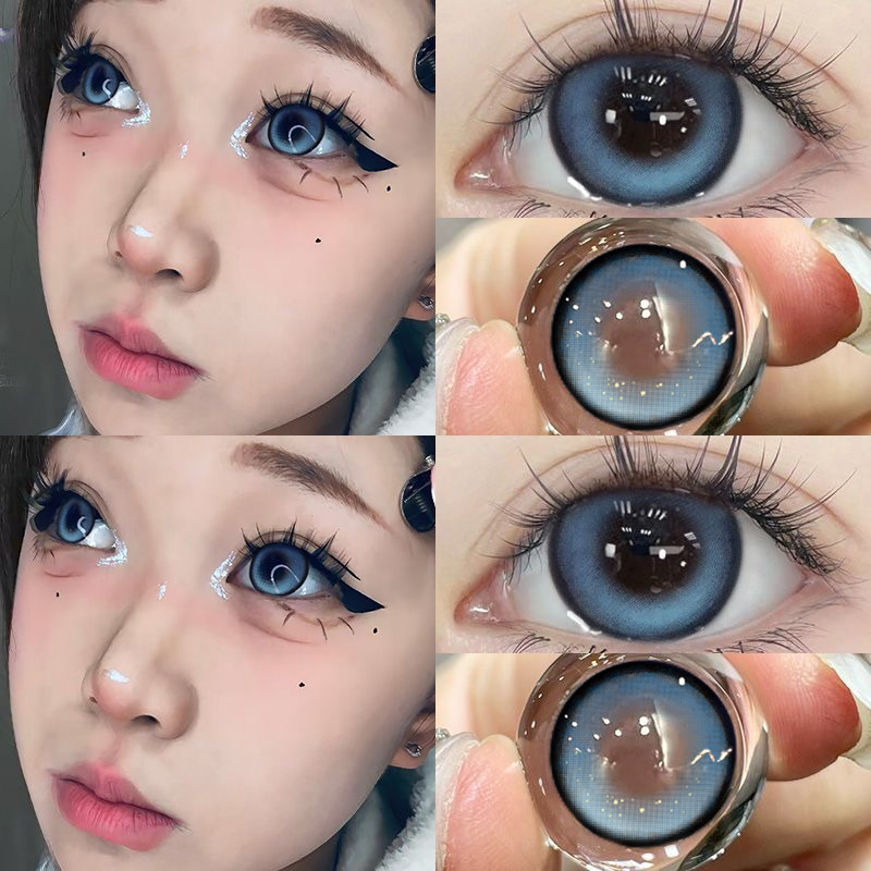 World-weary Dopamine Blue Color Cosmetic ปีขัด 2024 คอนแทคเลนส์หญิงขายร้อน 14.5 ขนาดเส้นผ่านศูนย์กลา