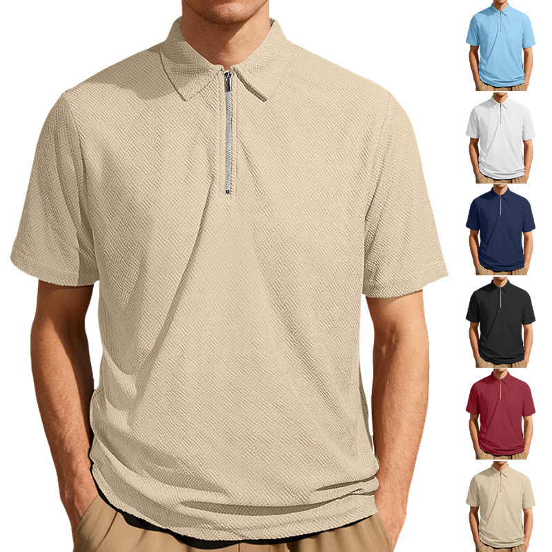 ZONE เสื้อโปโลผู้ชายลําลองหลวมแขนสั้น