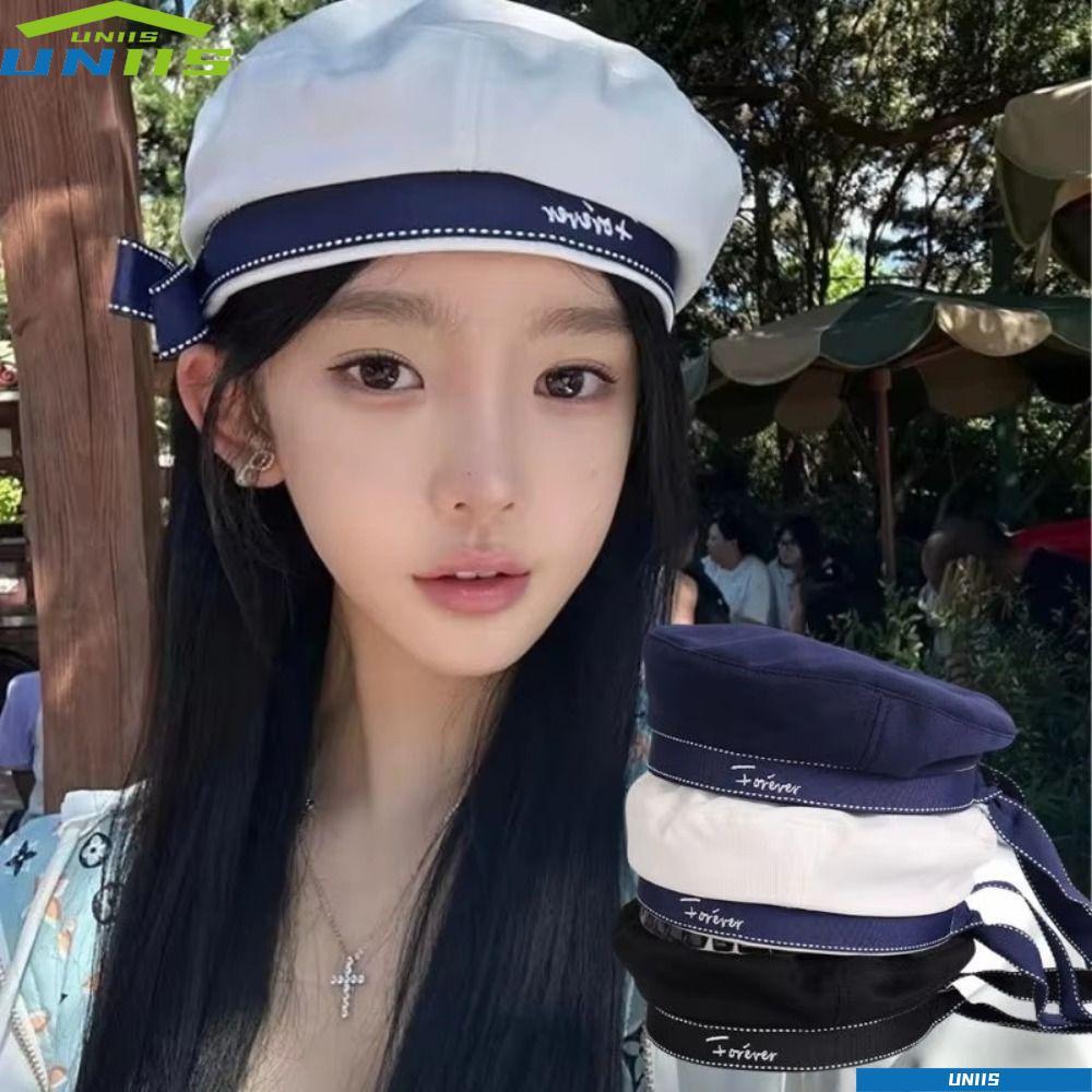 ยูนิส หมวกกะลาสี, หมวกเบเร่ต์น้ําหนักเบาสไตล์ญี่ปุ่น, เย็บปักถักร้อยจดหมายหวานริบบิ้นระบายอากาศกุทัณฑ์เครื่องแบบหมวกสําหรับการแสดงบนเวทีโรง